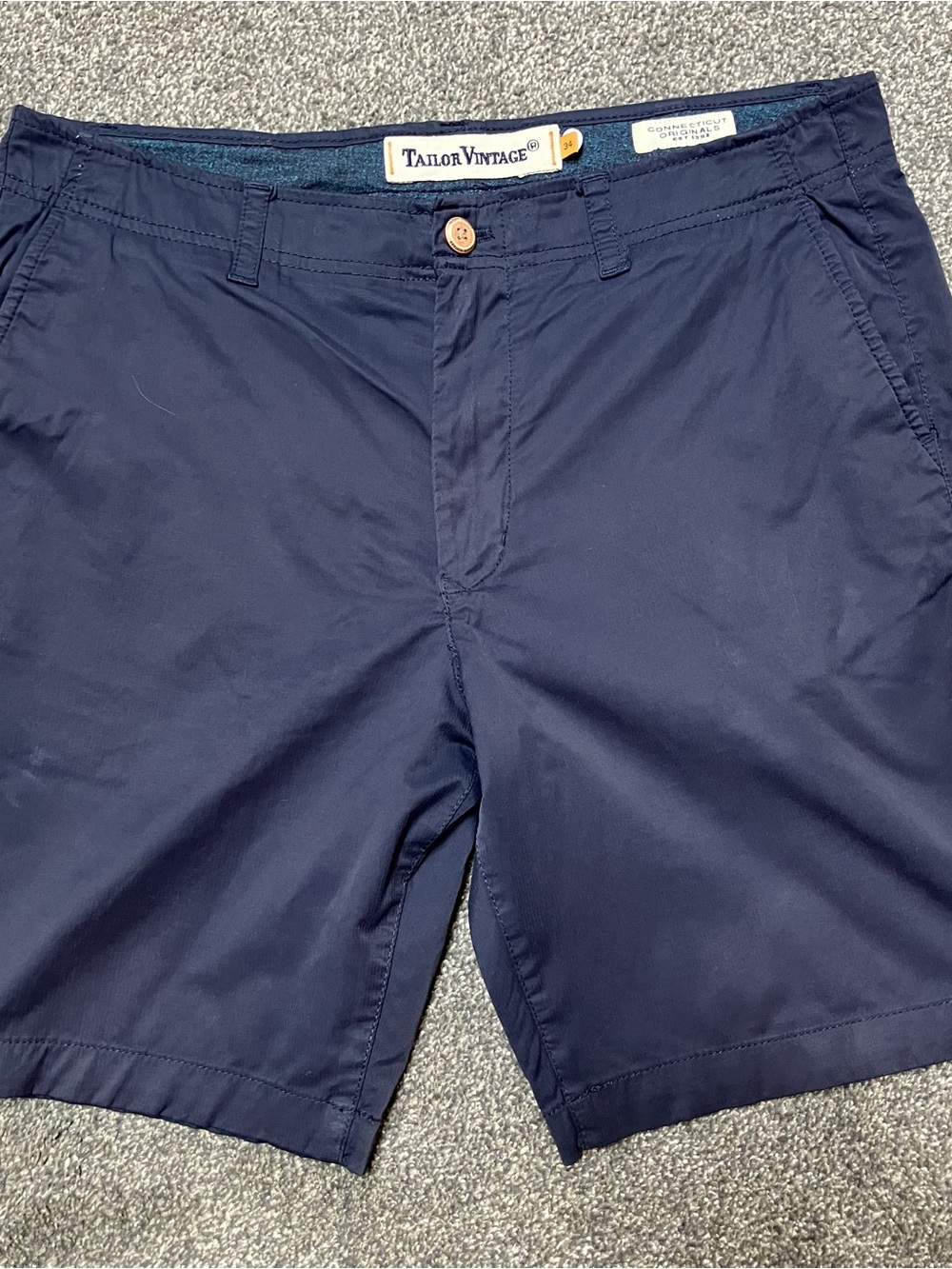 Tailor Vintage Connecticut Sz 34 Men's Navy Blue Flat-Front Dress Shorts